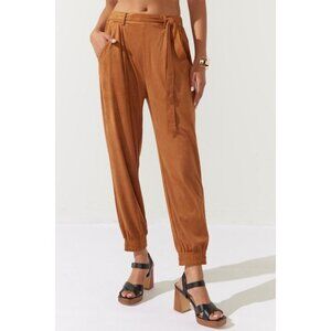 Blue Rain Sueded Feel Joggers Copper Brown Tie Waist Size Medium
